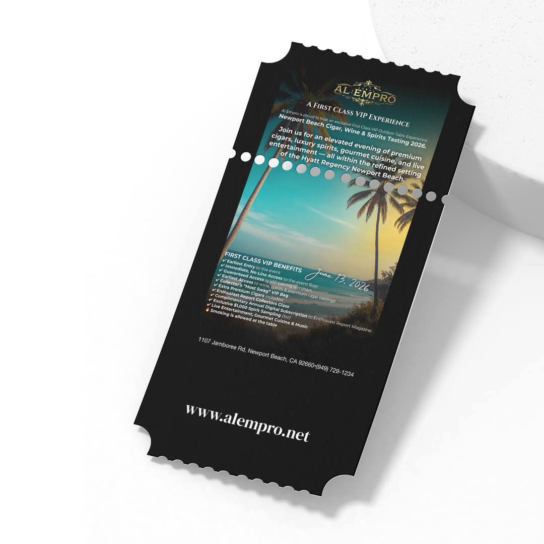 First Class VIP – Group A Outdoor Table | Newport Beach Cigar, Wine & Spirits Tasting 2026